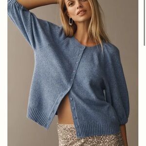 Anthropologie By Anthropologie Puff-Sleeve Cardigan Sweater NWT XS